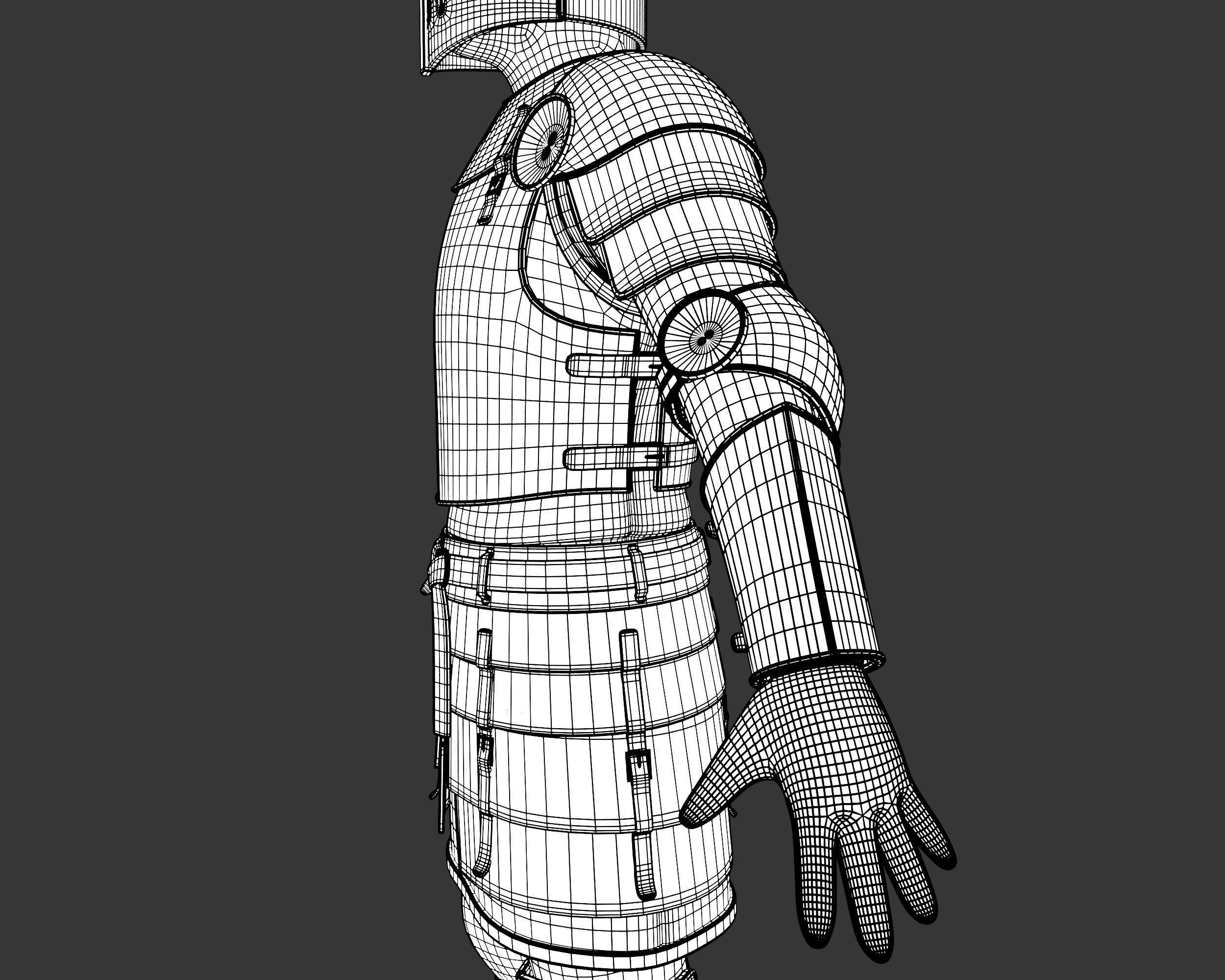 Medieval Knightly Armor Suit Low-poly 3D model_30