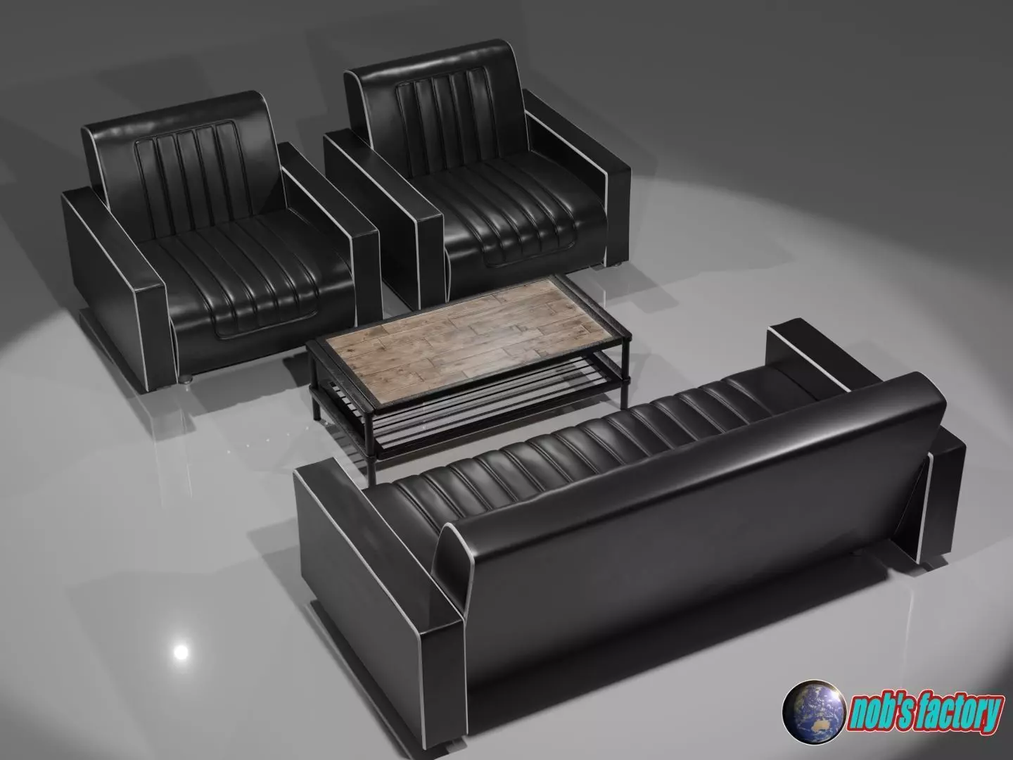 American Sofa and Table 3D model_0