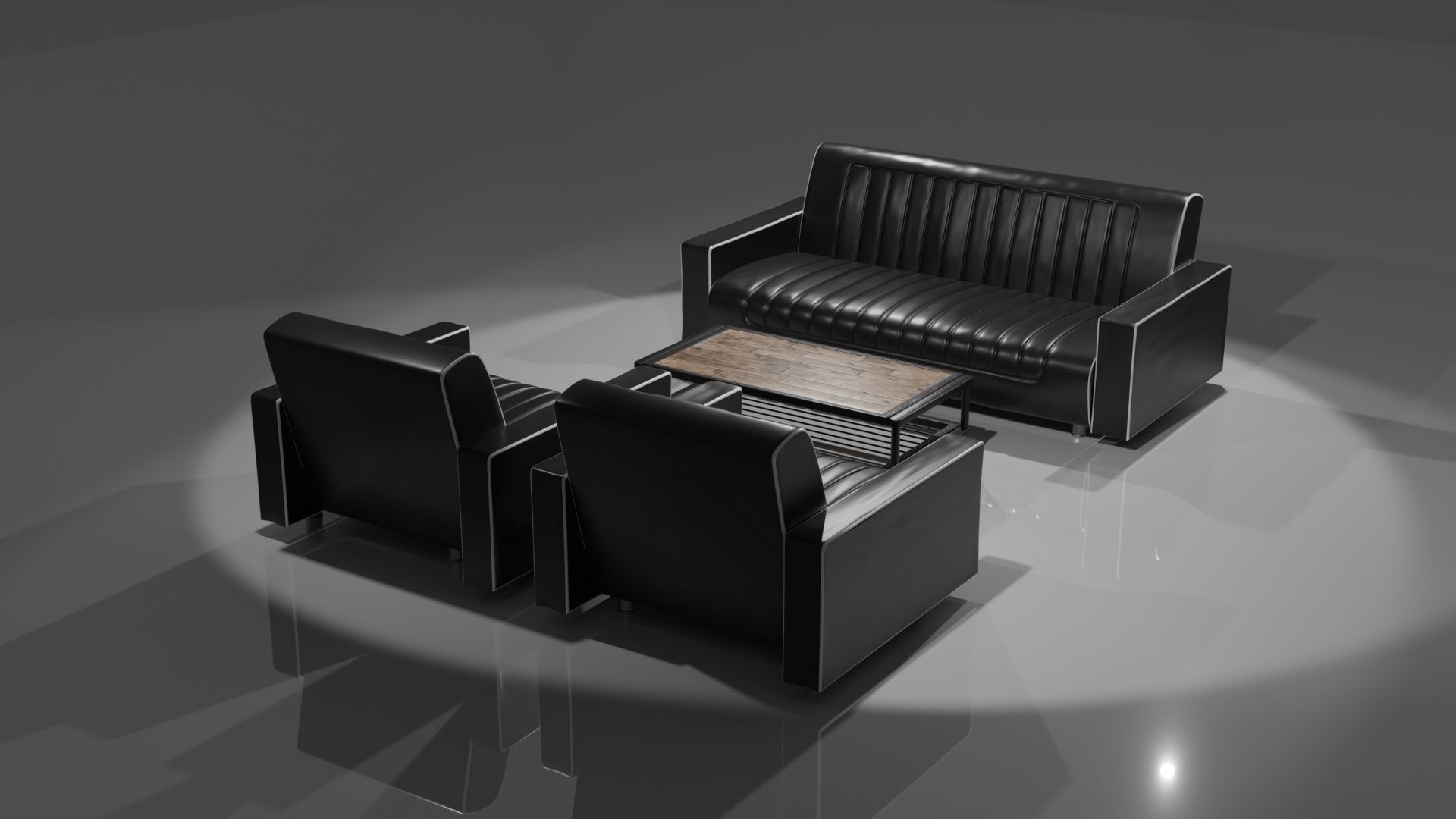 American Sofa and Table 3D model_2