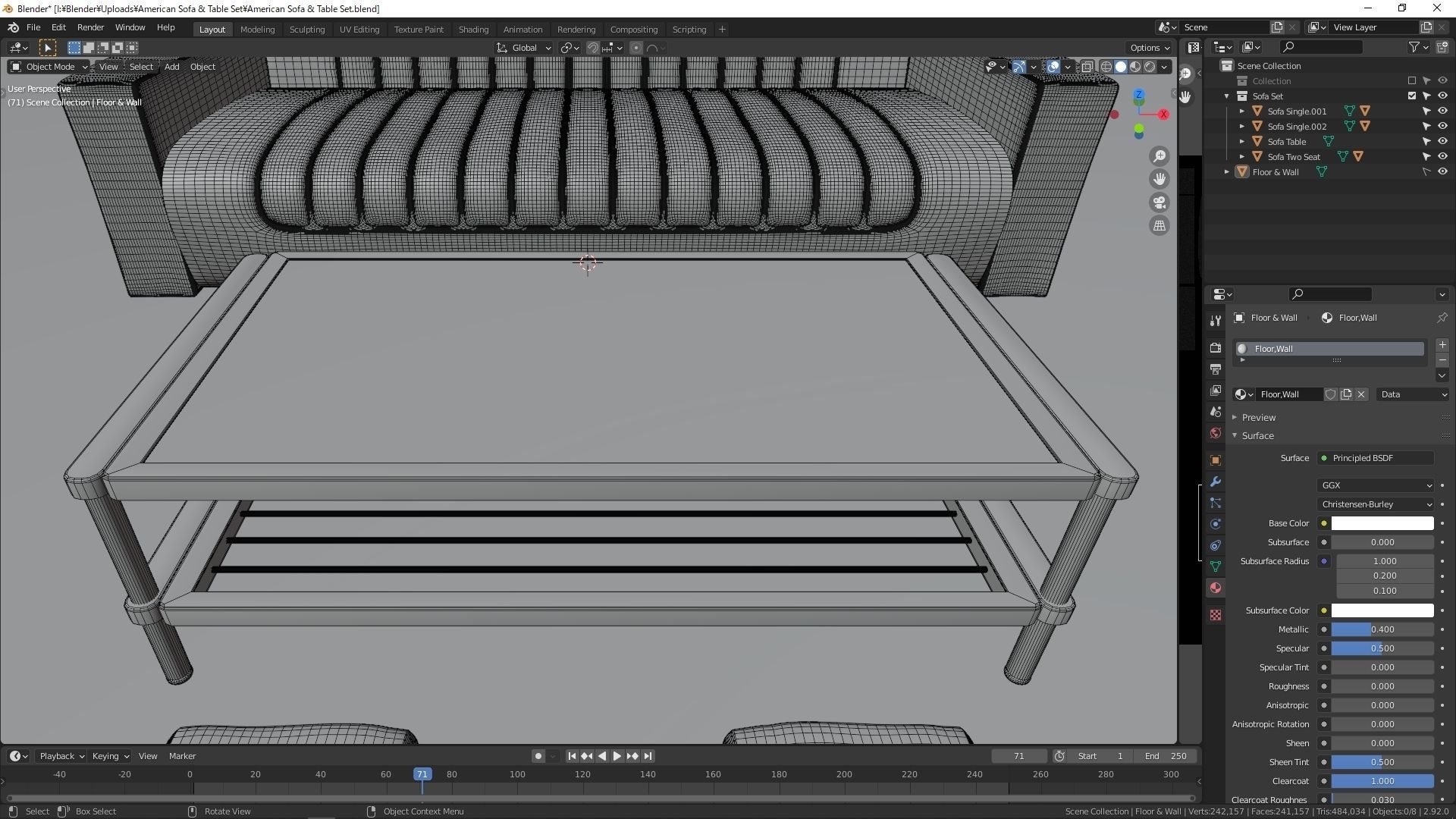 American Sofa and Table 3D model_10