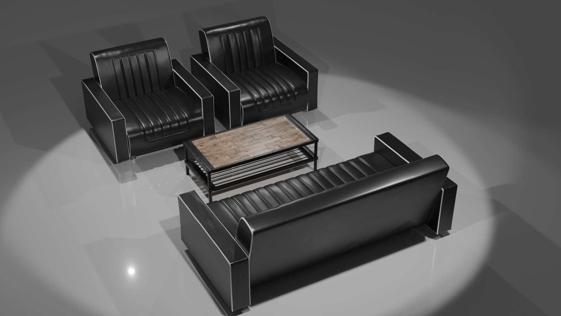 American Sofa and Table 3D model_1