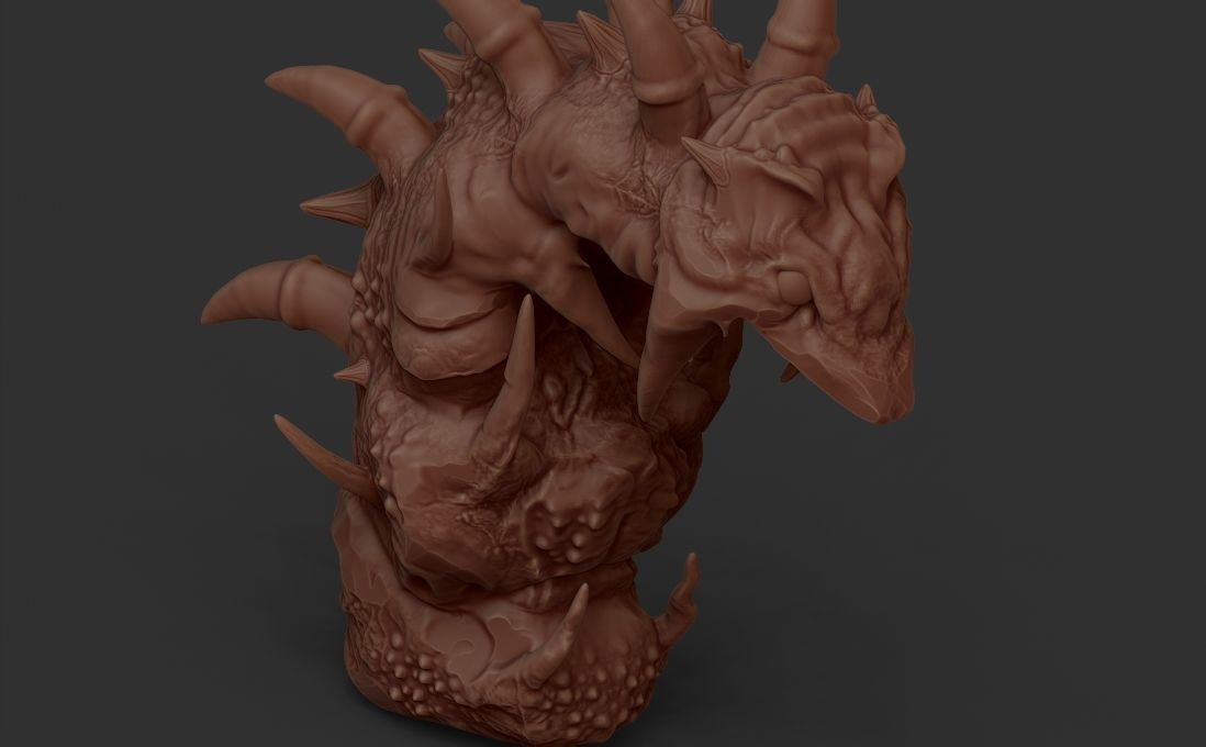 creature spizer bust sculpt 3D model_3