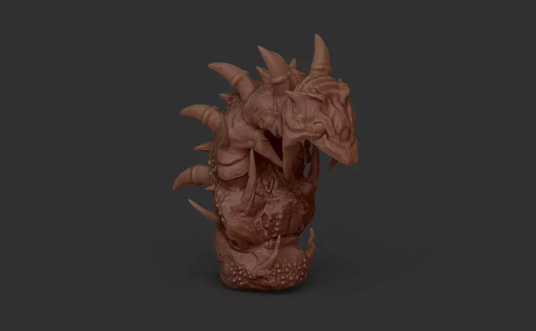 creature spizer bust sculpt 3D model_0