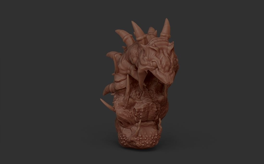 creature spizer bust sculpt 3D model_6