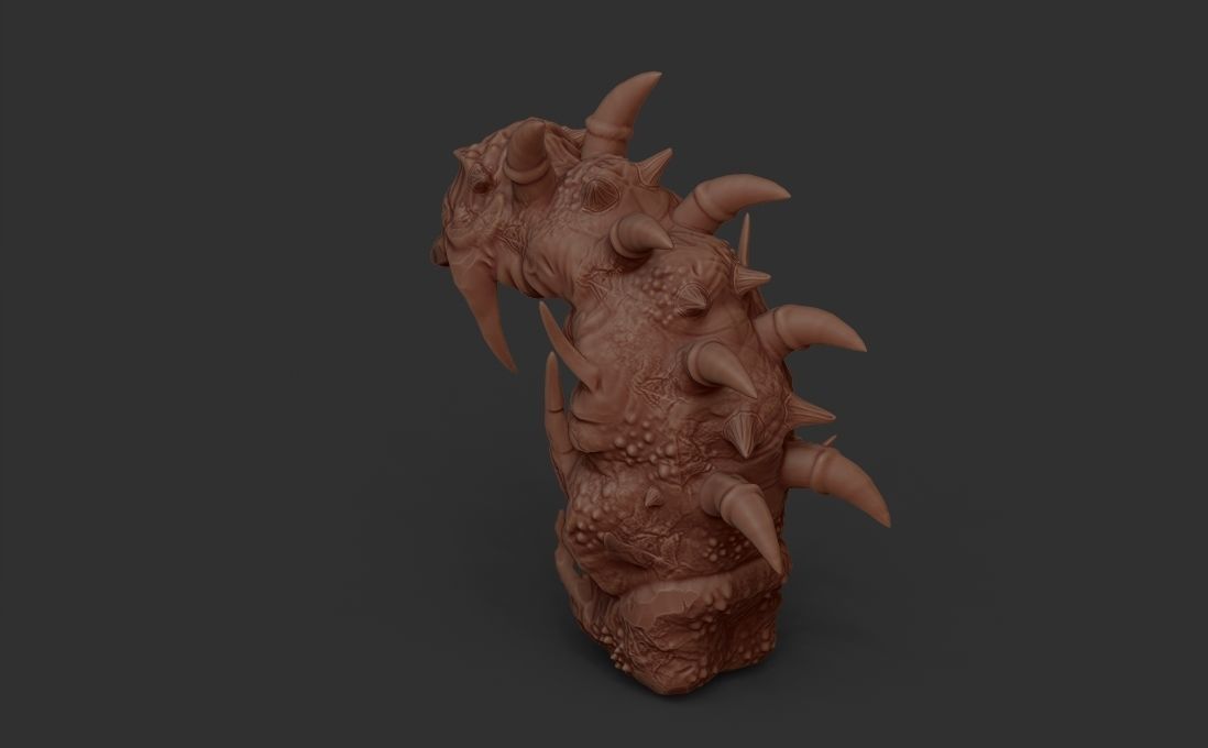 creature spizer bust sculpt 3D model_2