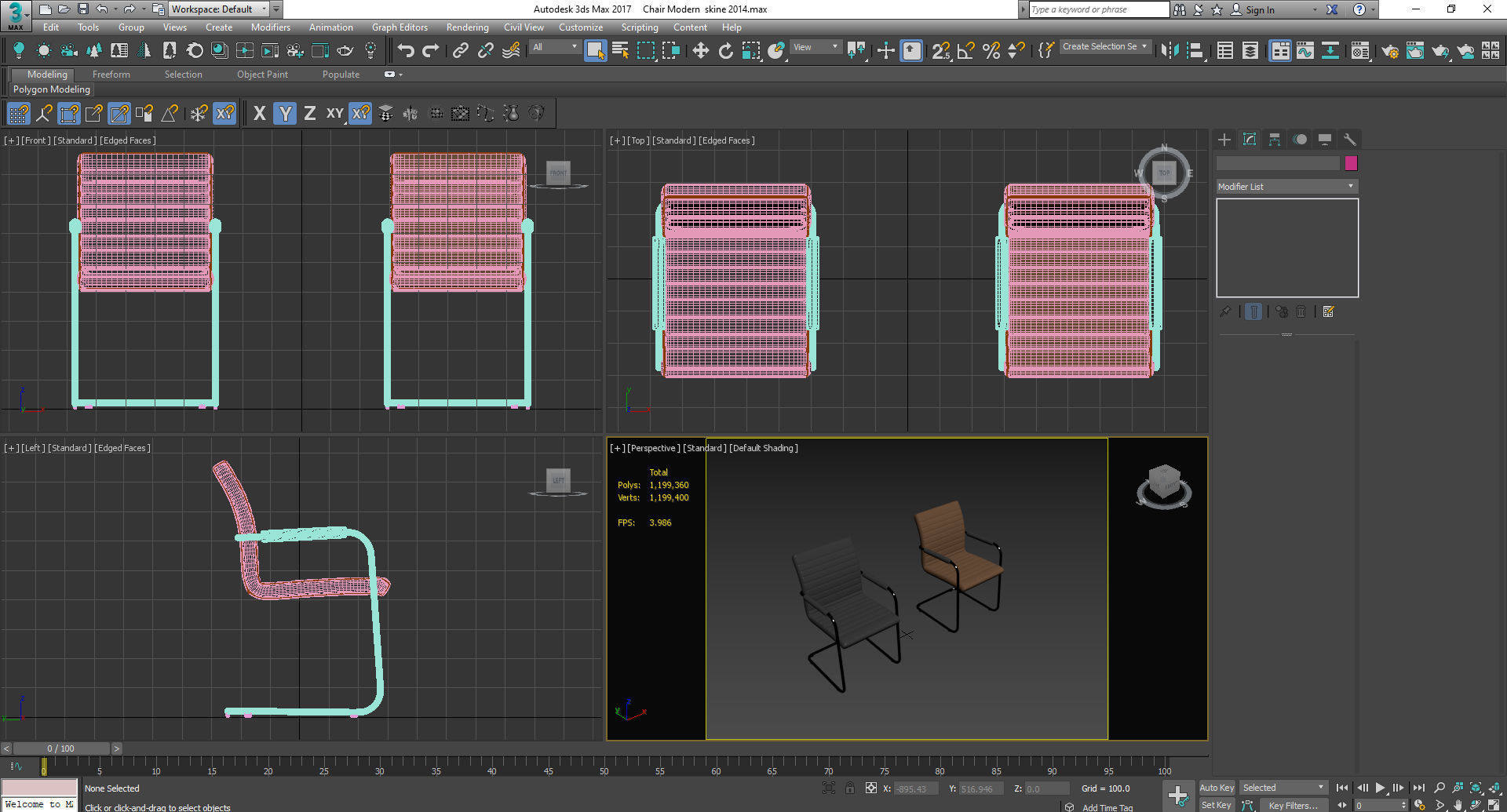 Chair modern  Low-poly 3D model_11