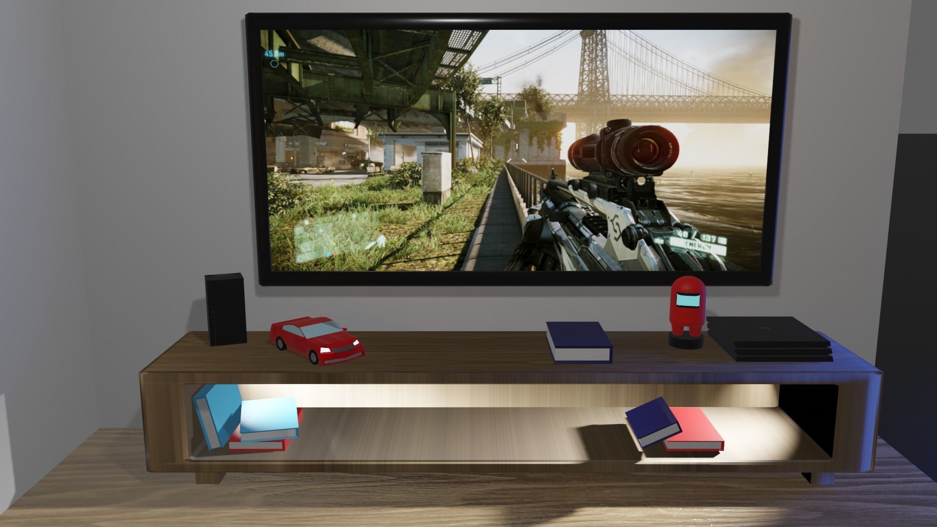 Room Model car simulator Low-poly 3D model_1