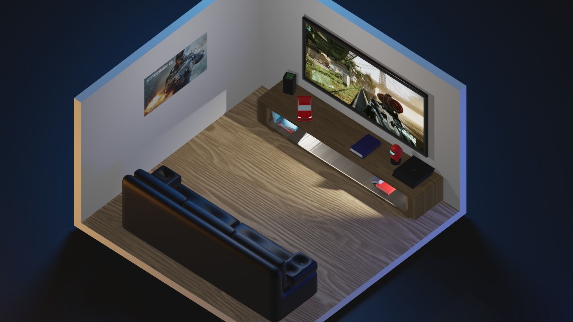 Room Model car simulator Low-poly 3D model_9