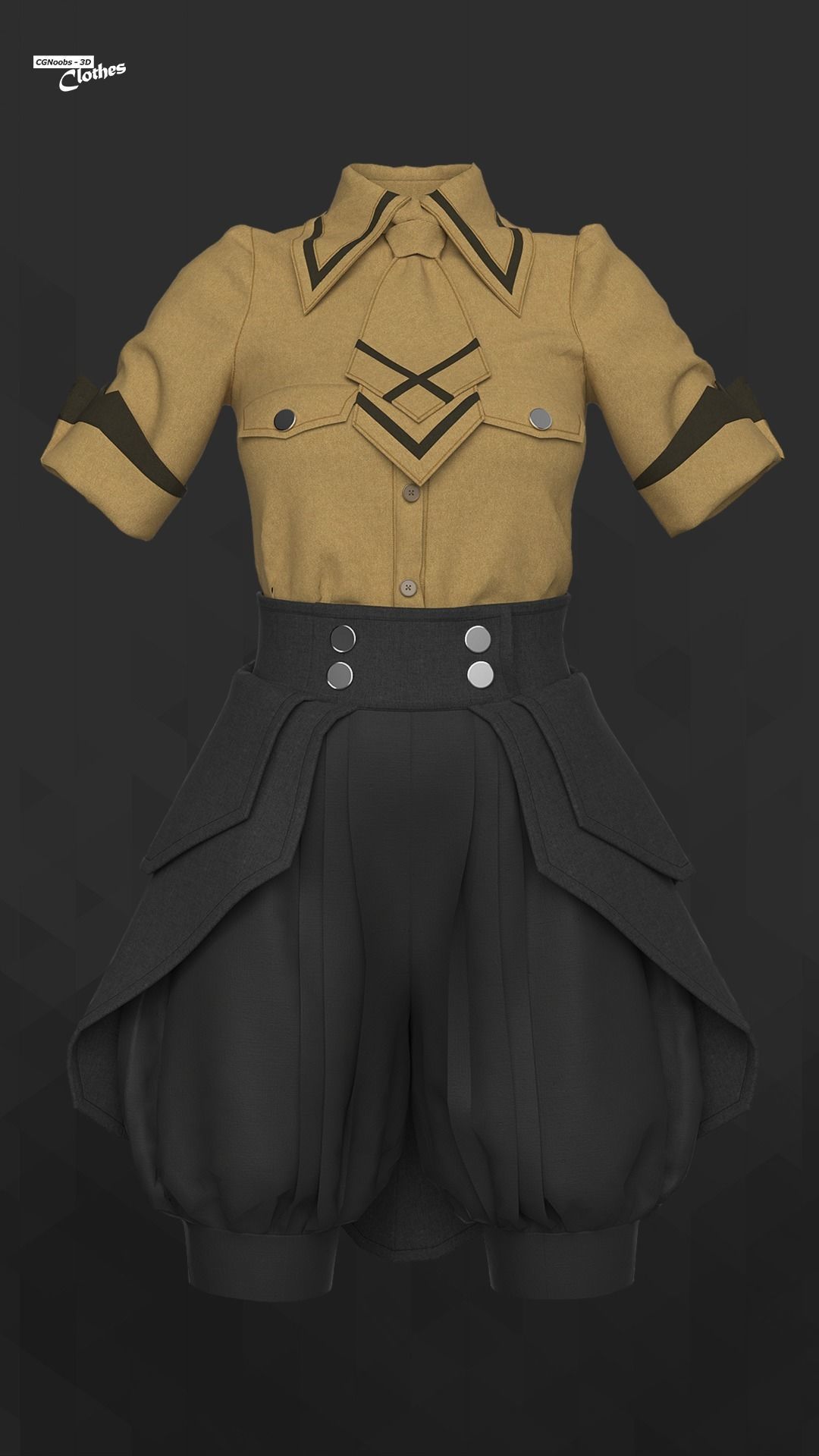 Female Casual Uniform - 66 Marvelous Designer and Clo3D 3D model_3