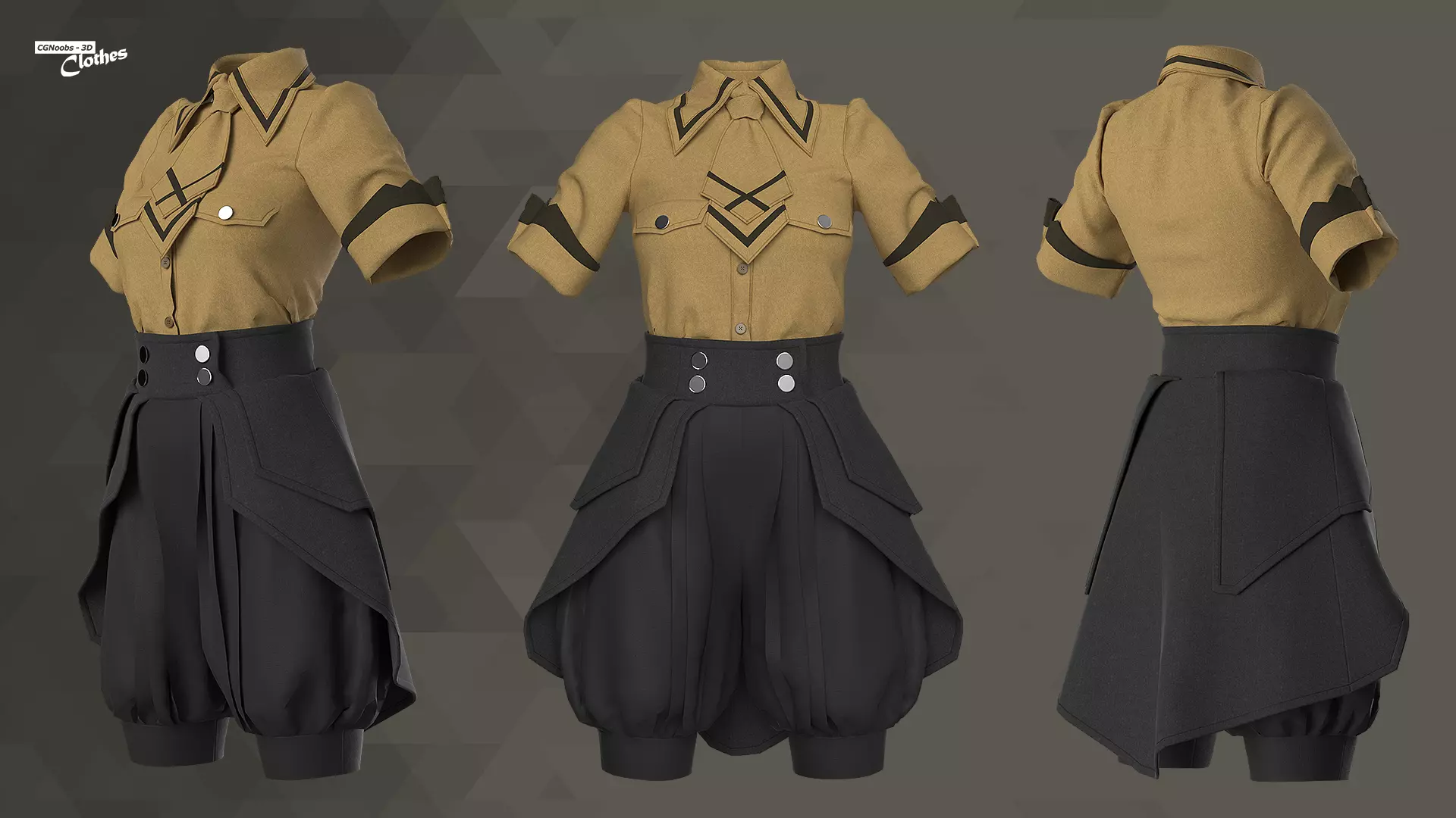 Female Casual Uniform - 66 Marvelous Designer and Clo3D 3D model_0