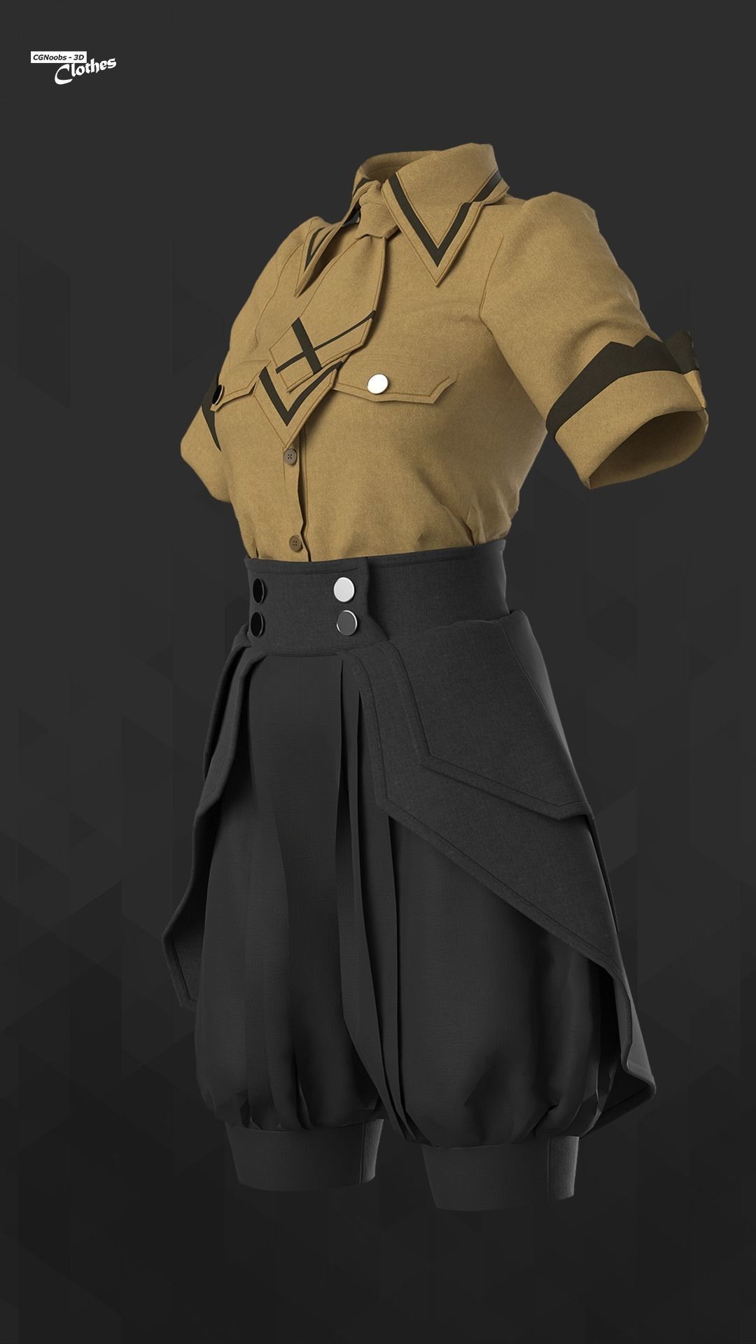 Female Casual Uniform - 66 Marvelous Designer and Clo3D 3D model_2