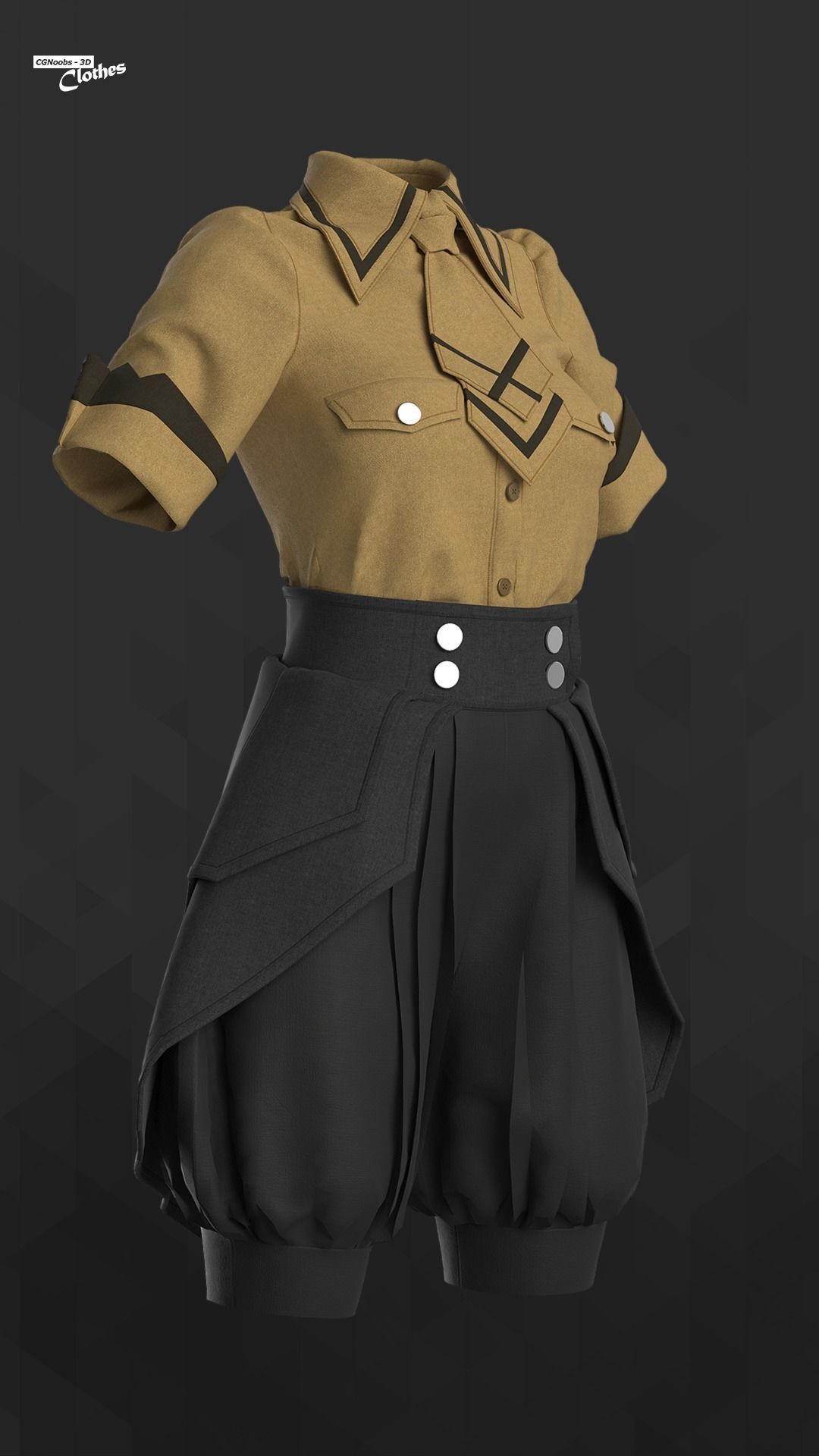 Female Casual Uniform - 66 Marvelous Designer and Clo3D 3D model_1