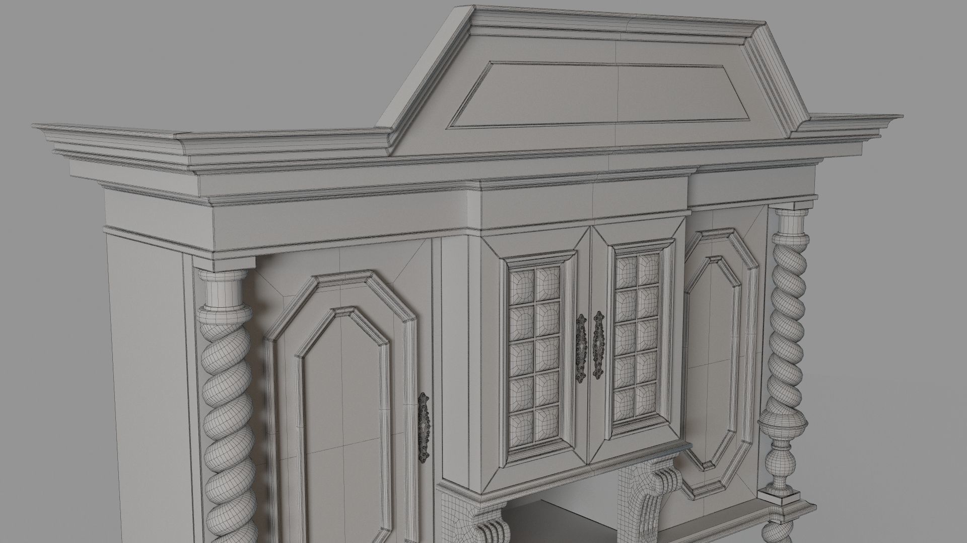 Oak Antique Cabinet 3D model_6