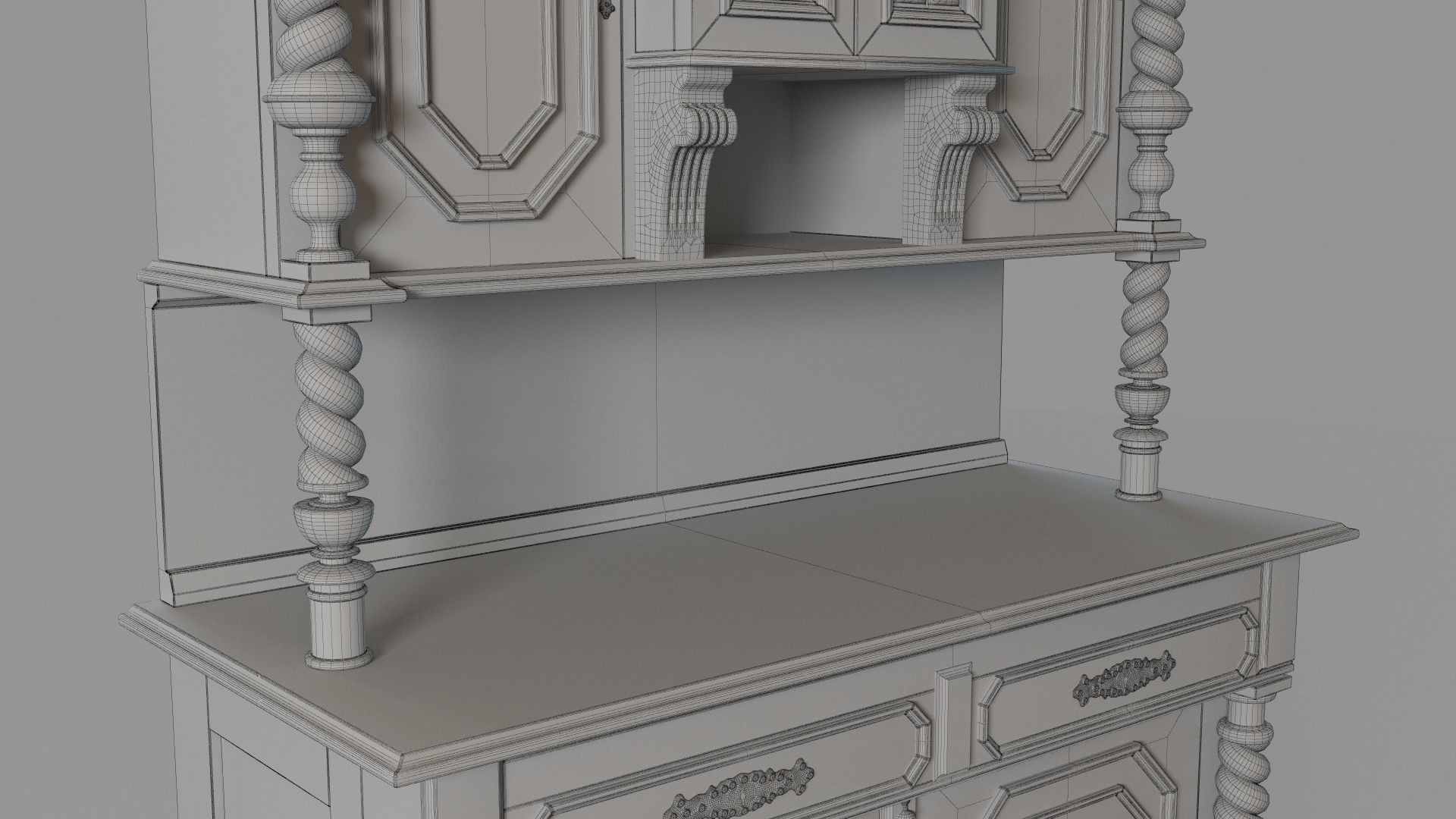 Oak Antique Cabinet 3D model_7
