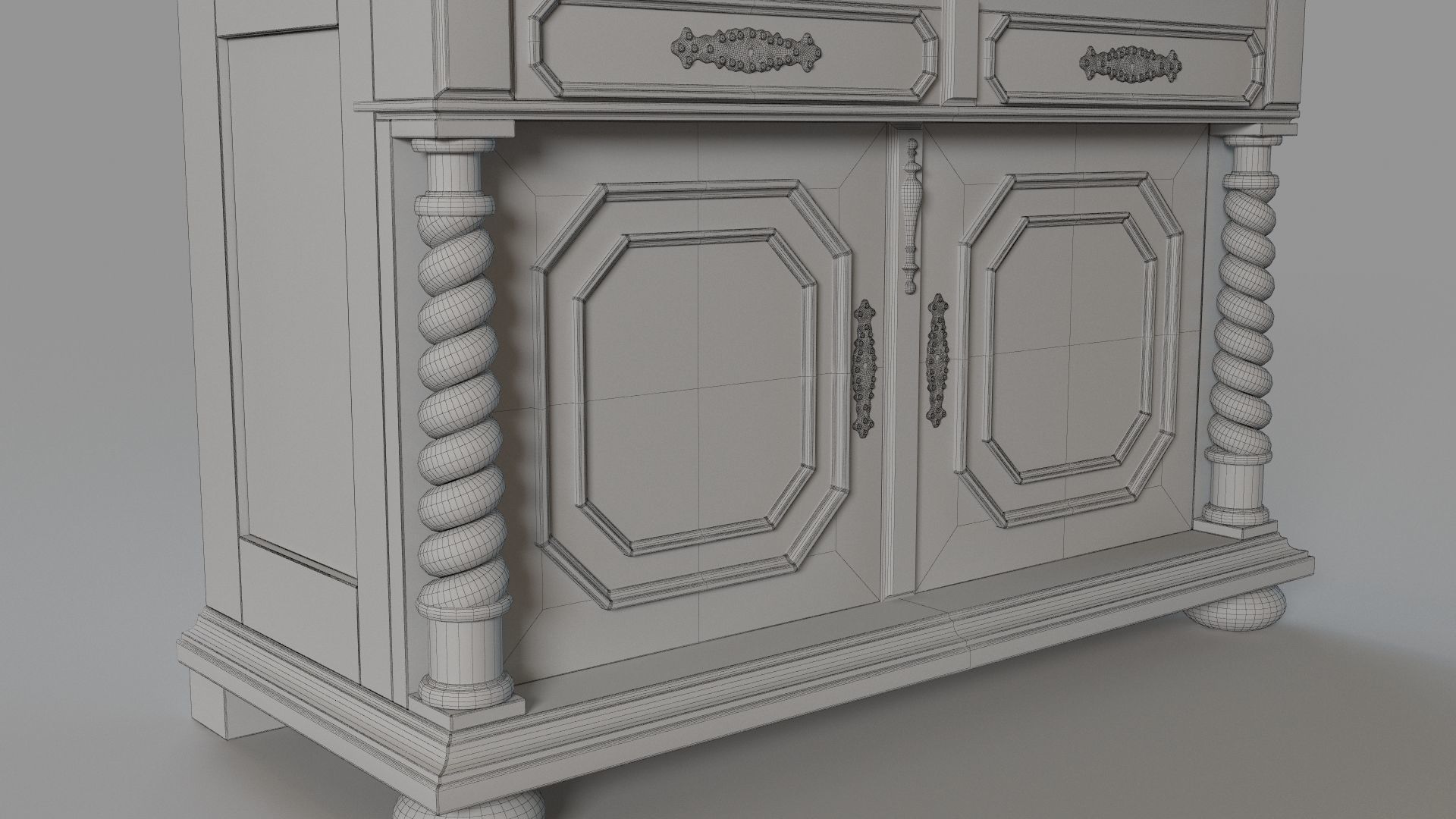 Oak Antique Cabinet 3D model_8