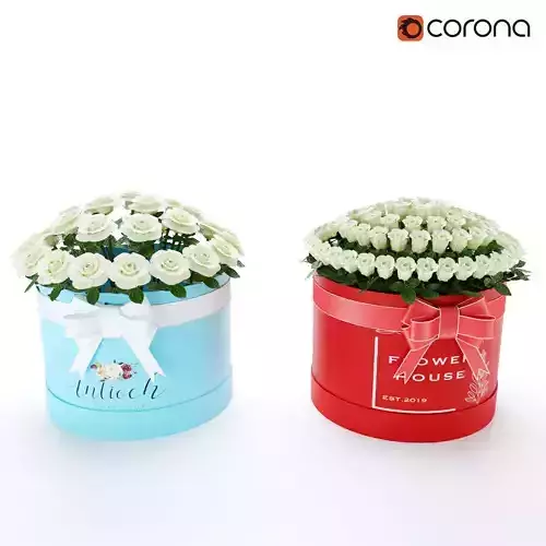 Rose white boquet 3D model