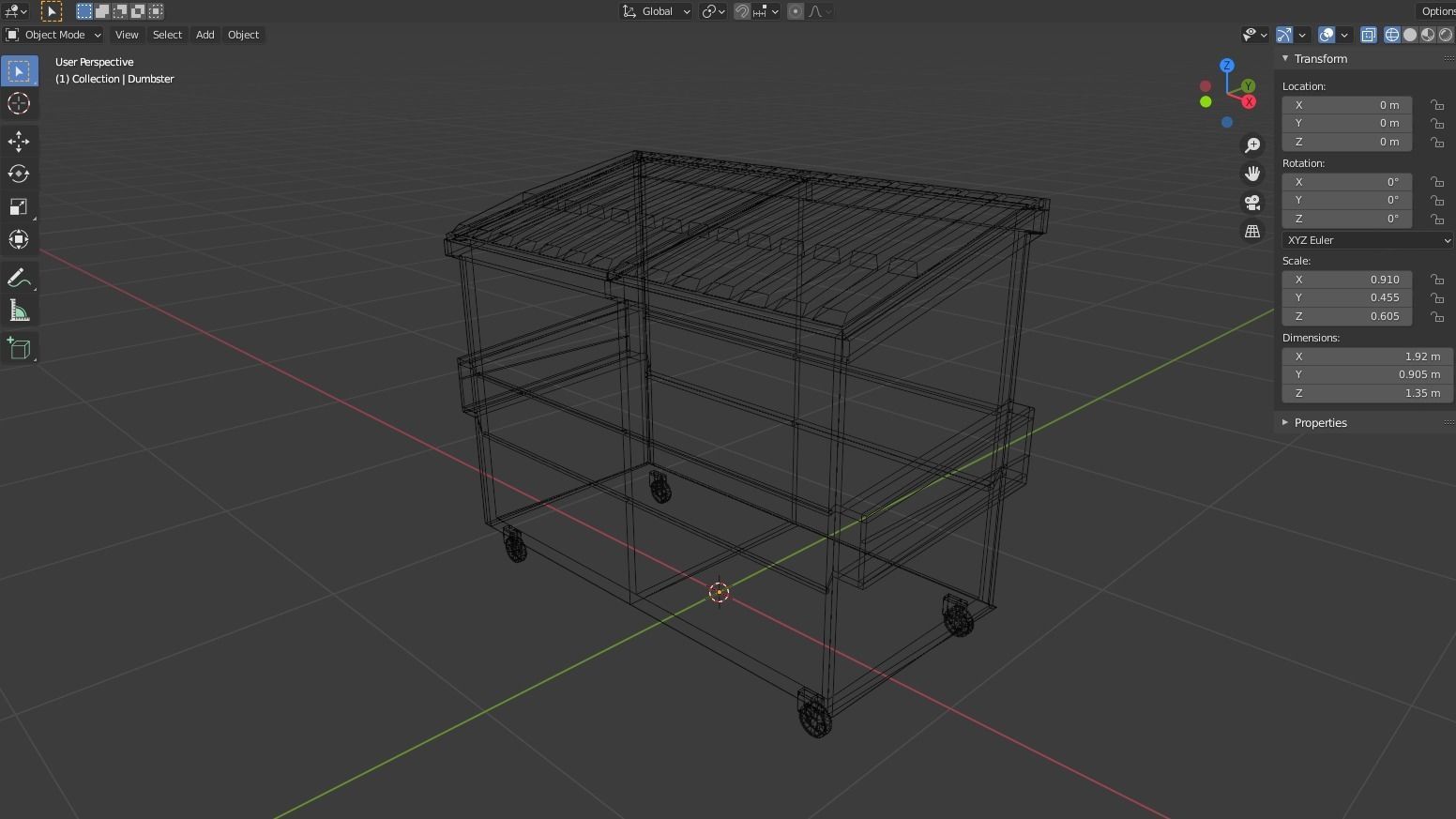 Dumbster two trash cans on wheels Free low-poly 3D model_3