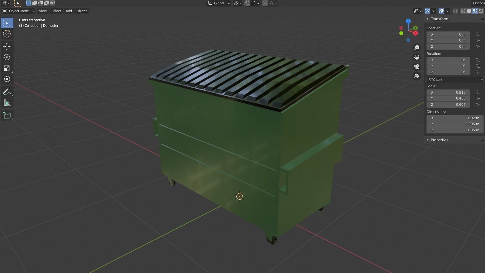 Dumbster two trash cans on wheels Free low-poly 3D model_2