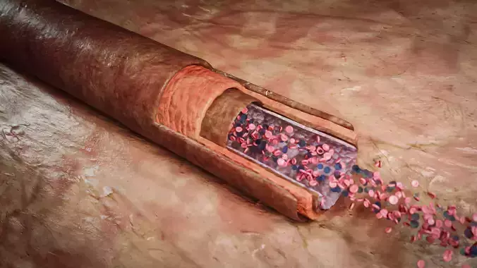 Biologically correct human Vein with blood cells