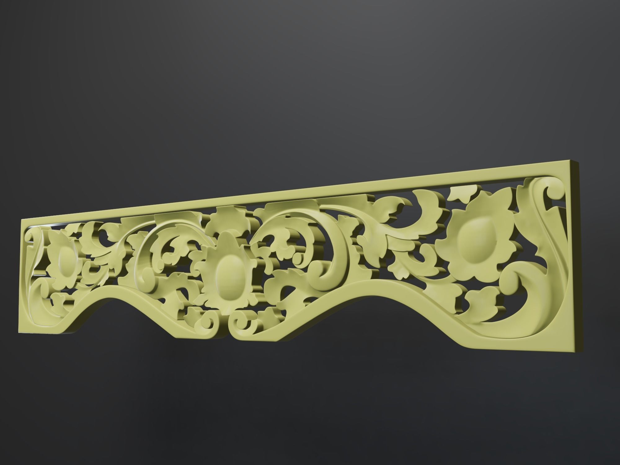 Decorative carving wood base mesh 2 3D model_1