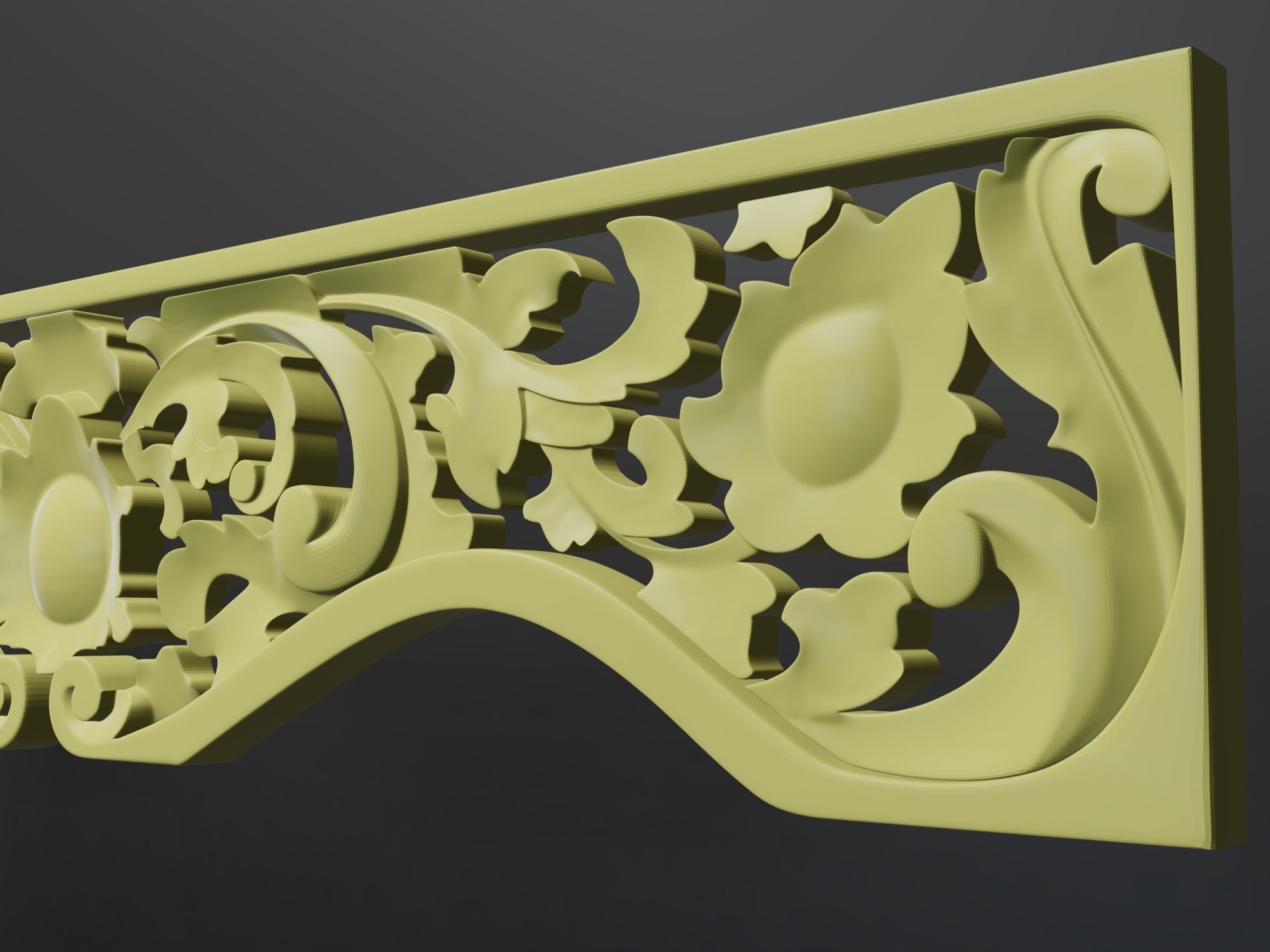 Decorative carving wood base mesh 2 3D model_2