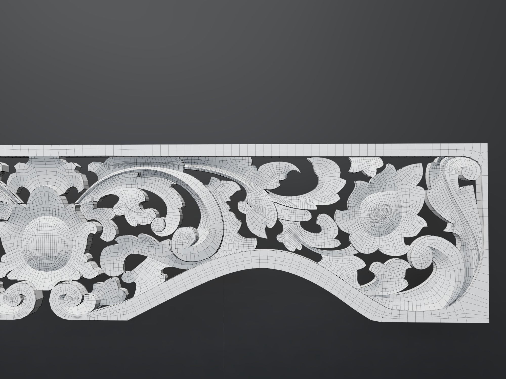 Decorative carving wood base mesh 2 3D model_3