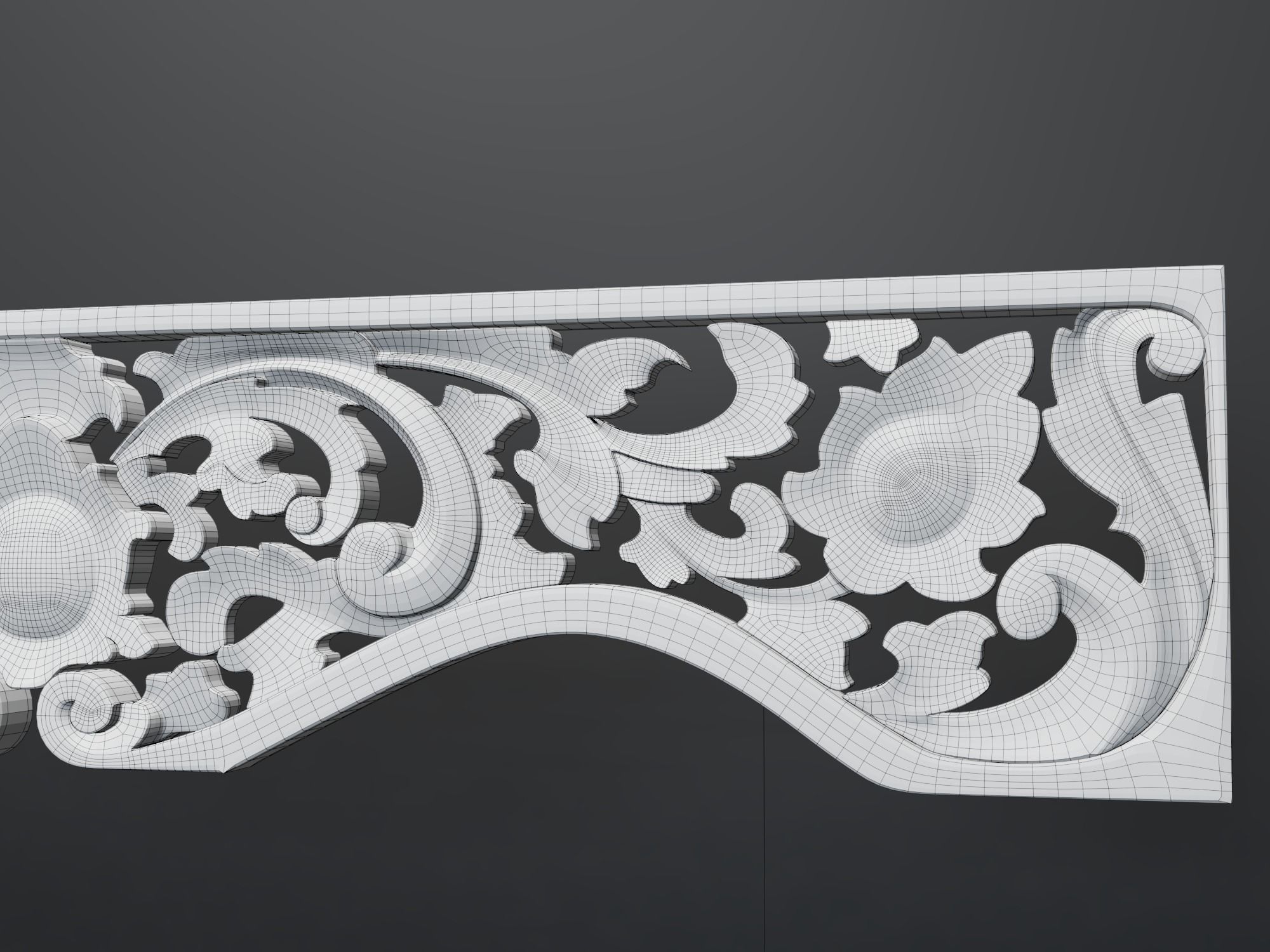 Decorative carving wood base mesh 2 3D model_4