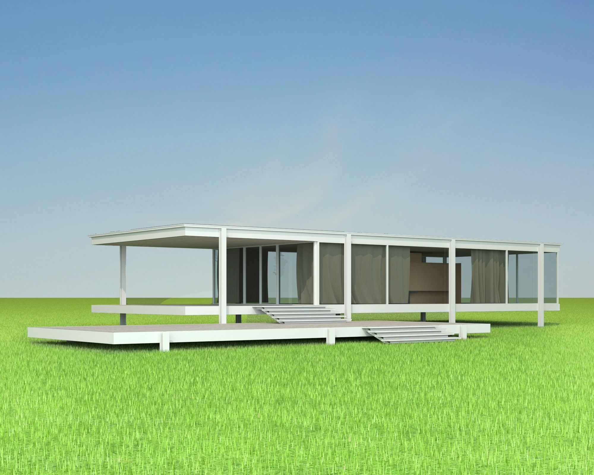 Fansworth House Mies van der Rohe 3D model_1