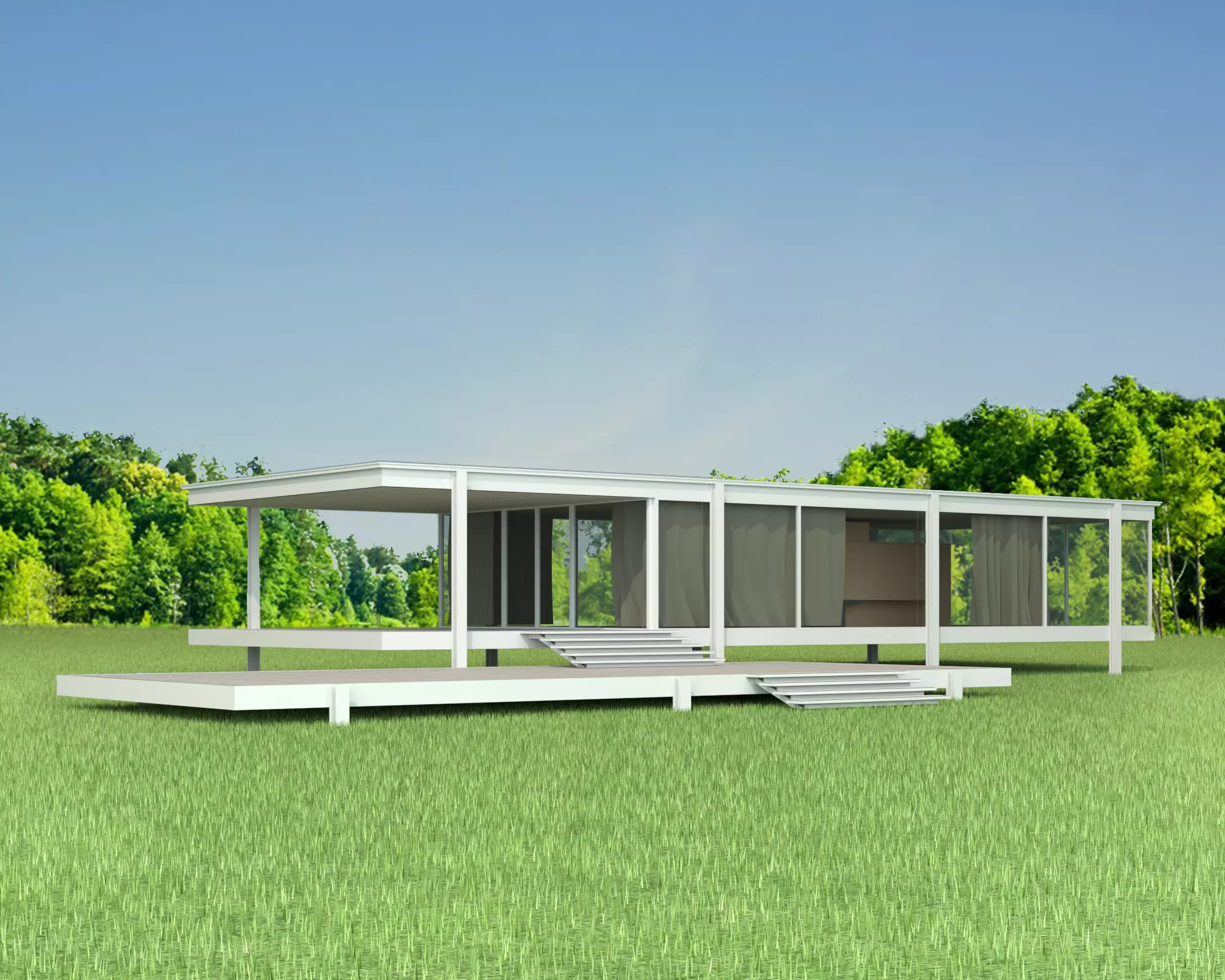 Fansworth House Mies van der Rohe 3D model_0