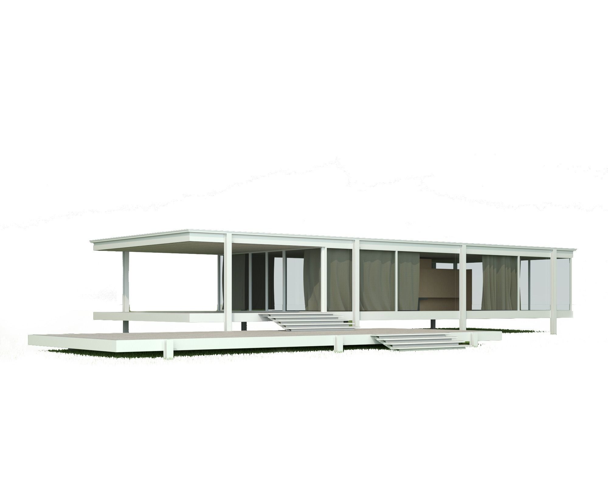 Fansworth House Mies van der Rohe 3D model_2