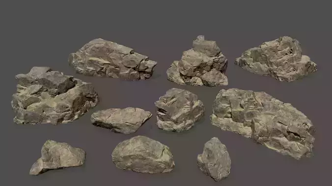 desert rocks  Low-poly 3D model