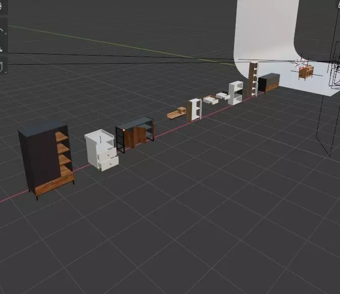 10 pieces of realistic furniture Low-poly 3D model_0