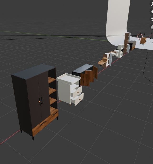 10 pieces of realistic furniture Low-poly 3D model_13