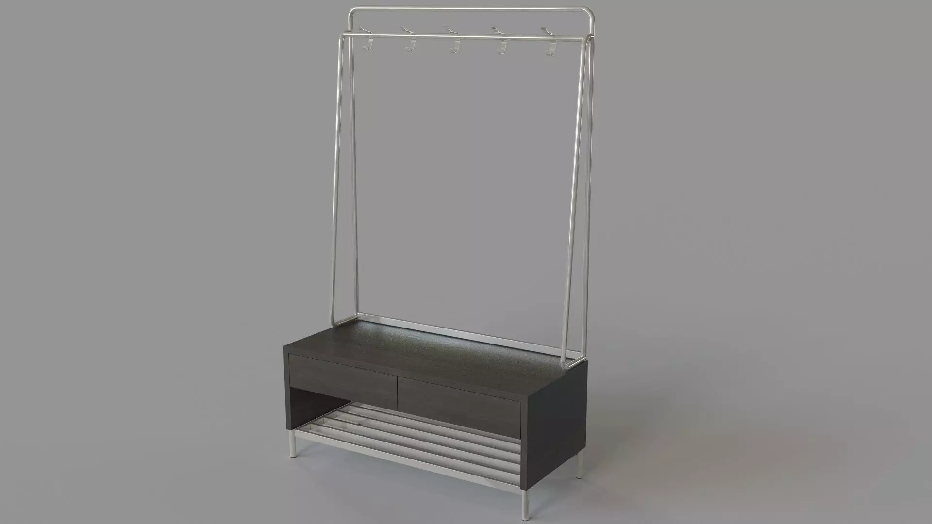 Gradin Coat Rack And Bench 3D model_0