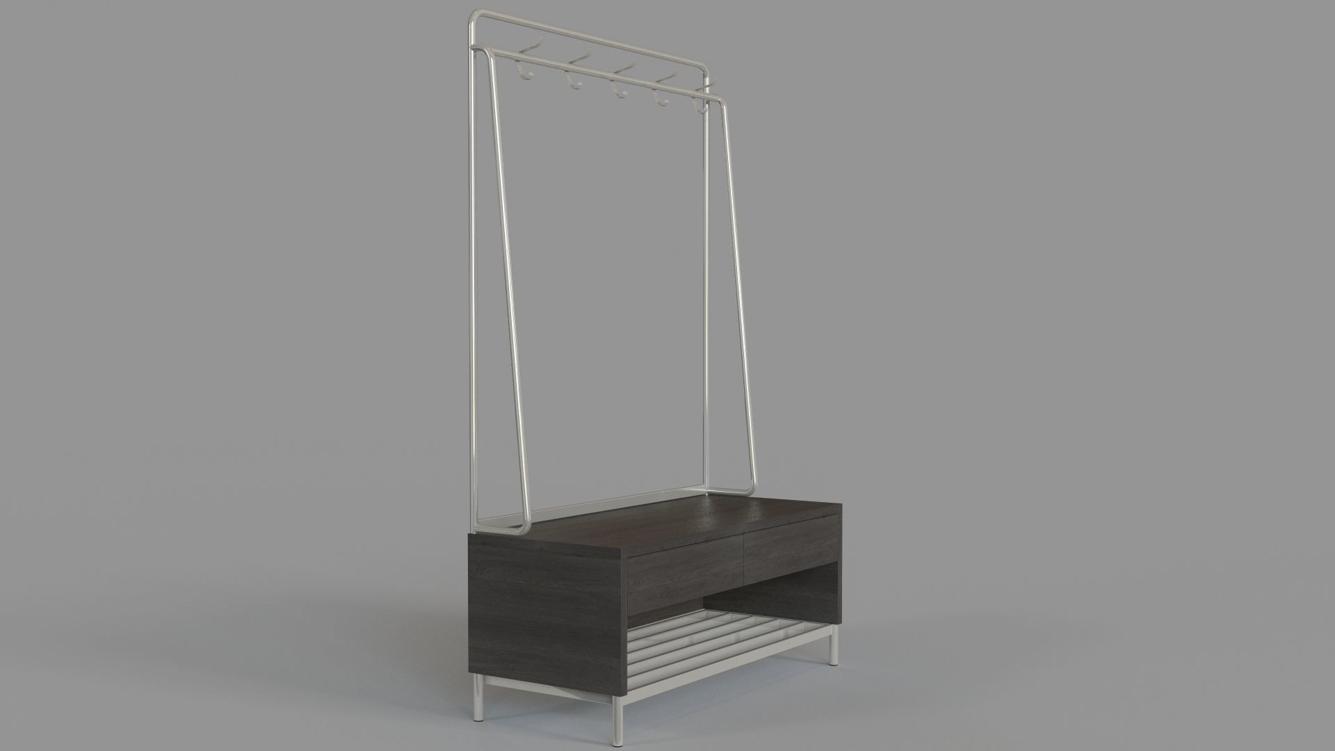 Gradin Coat Rack And Bench 3D model_2