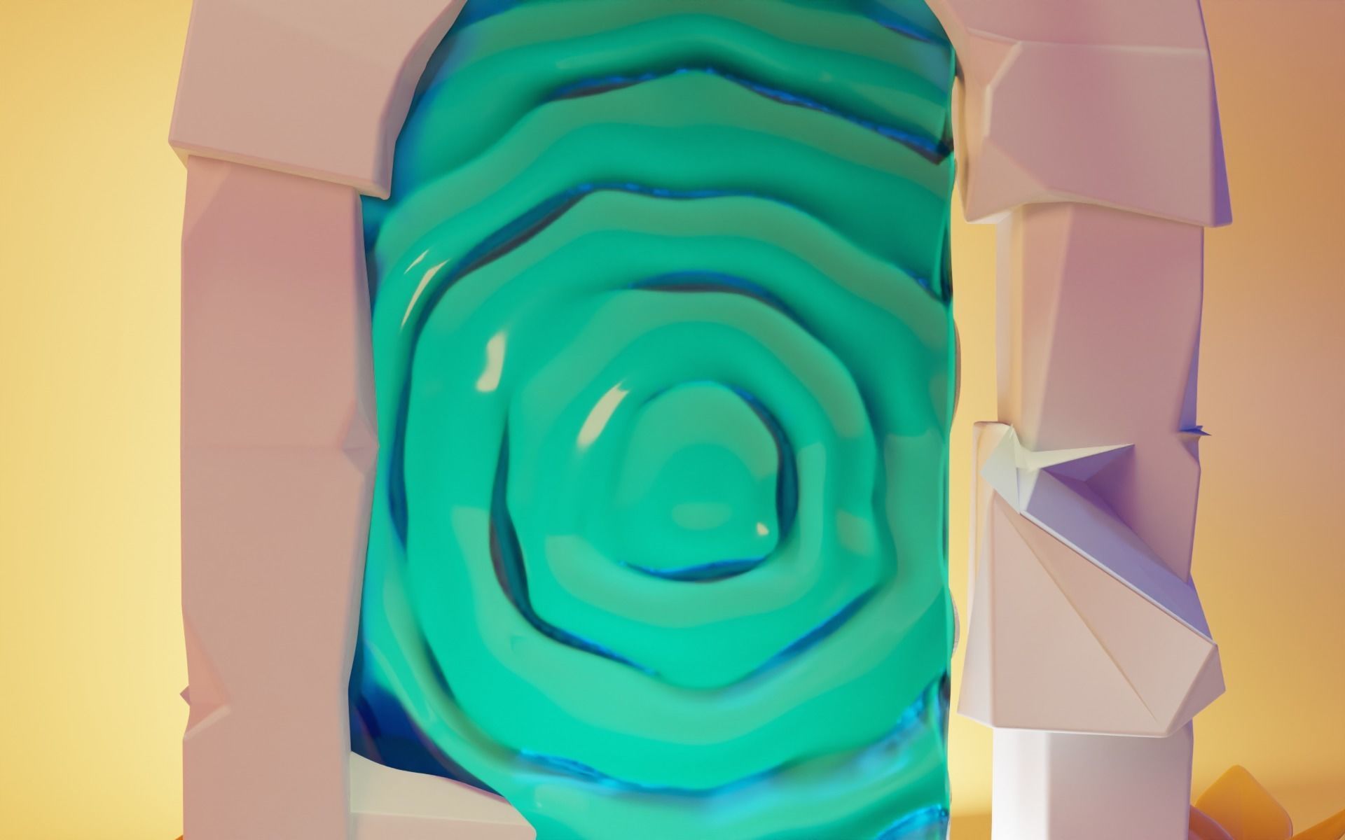 Portal door with star in middle Low-poly 3D model_1