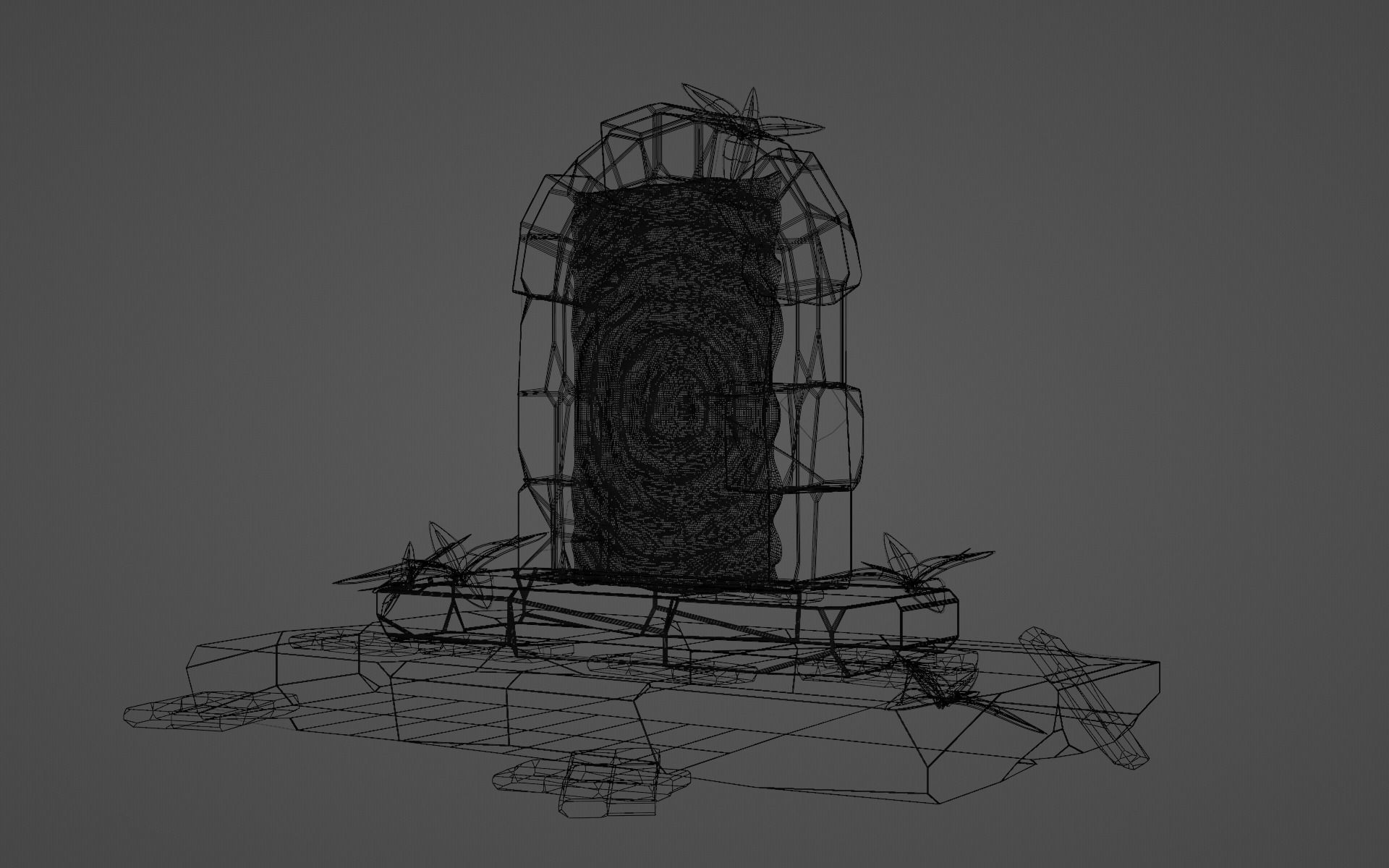 Portal door with star in middle Low-poly 3D model_6