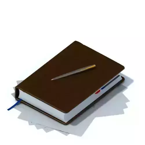 Book With Papers And A Pen