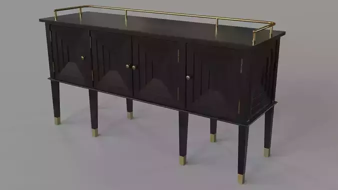 Conveni Sideboard With Brass Detail Charcoal Black