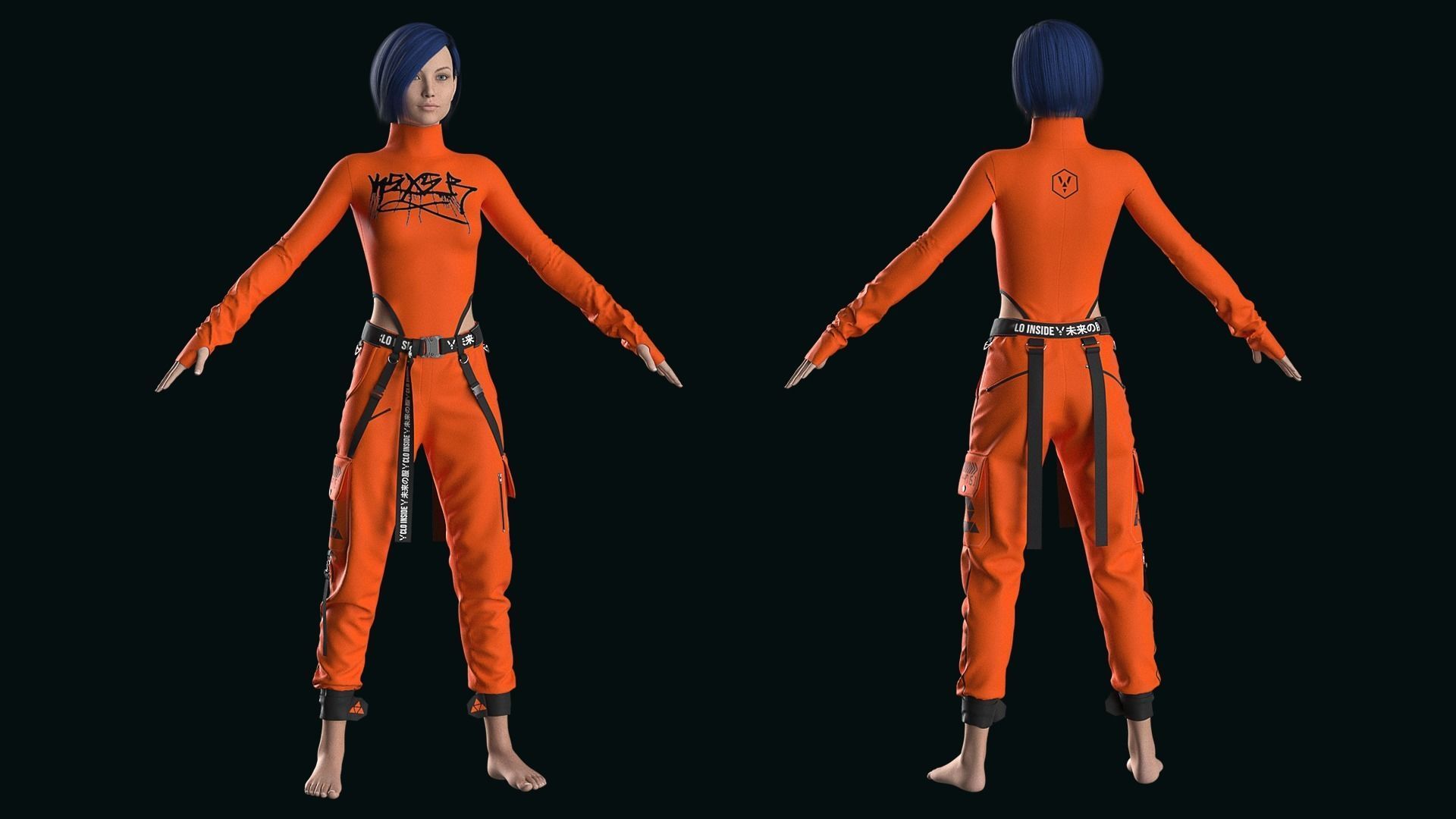 Modern Female Outfit 3 Marvelous Designer project 3D model_1