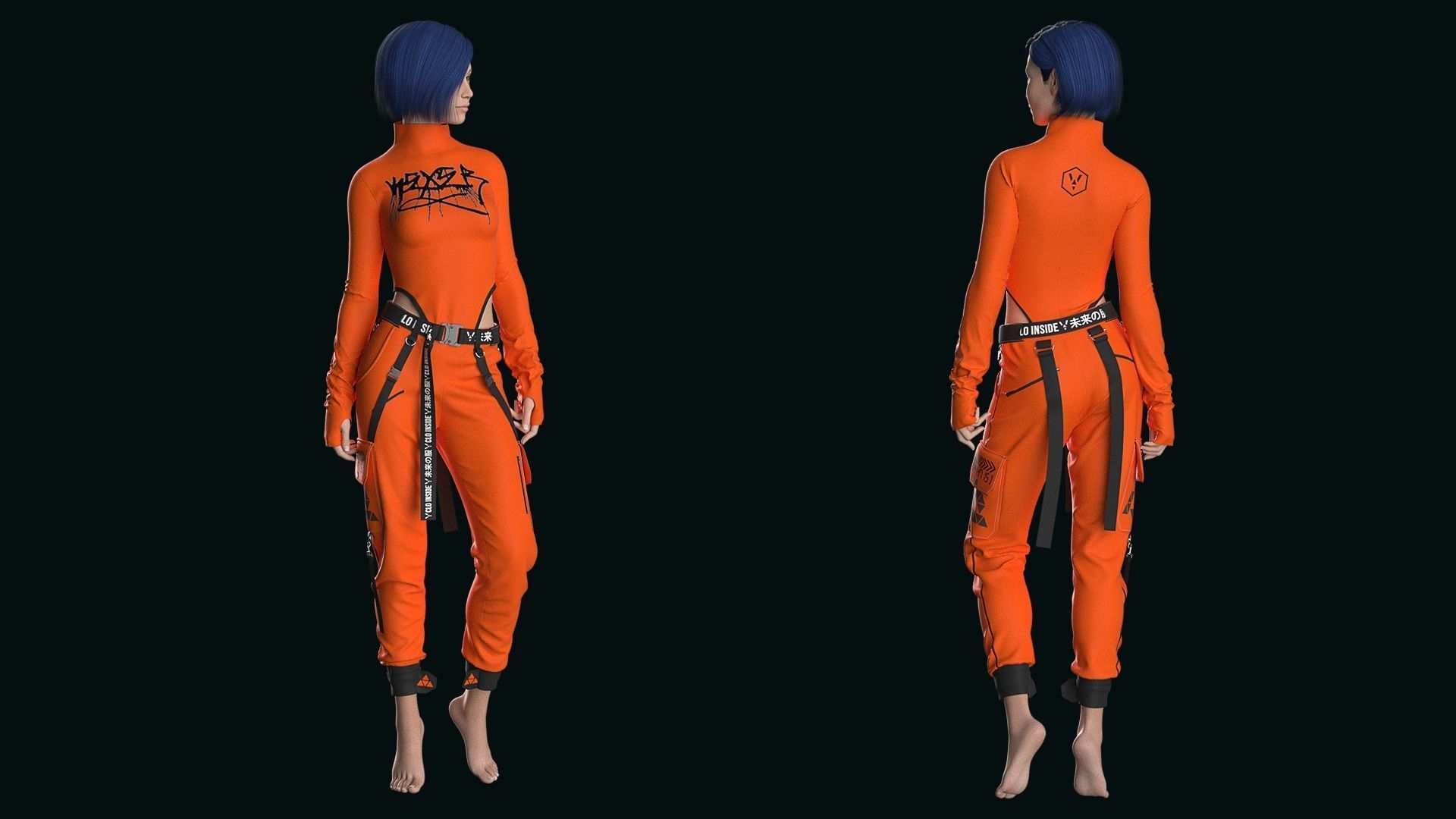 Modern Female Outfit 3 Marvelous Designer project 3D model_2