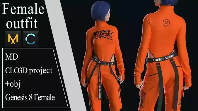 Modern Female Outfit 3 Marvelous Designer project 3D model Modern Female Outfit 3 Marvelous Designer project 3D model