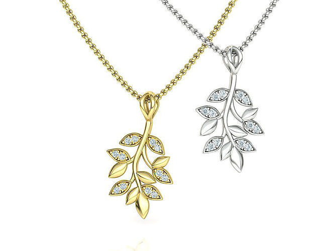 Branch Leaves Diamond Pendant 3dmodel 3D print model