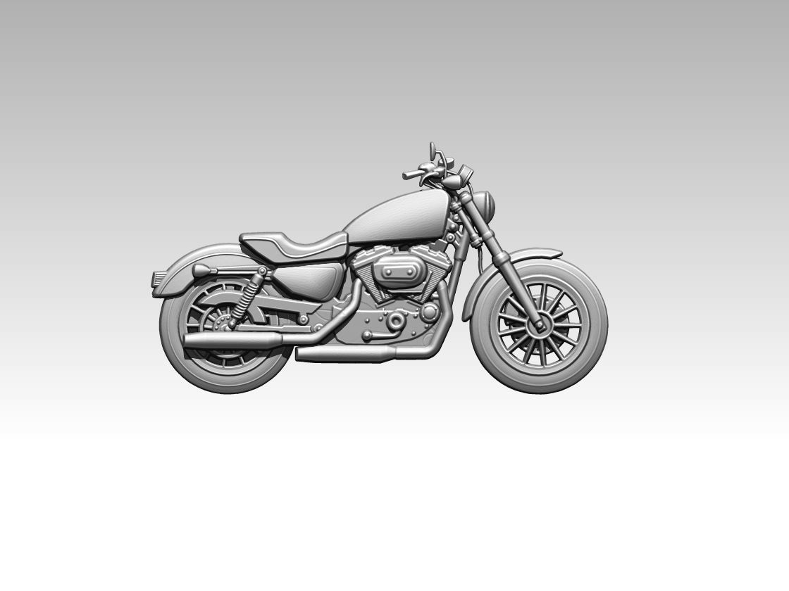 classic motorcycle relief 3D print model_1