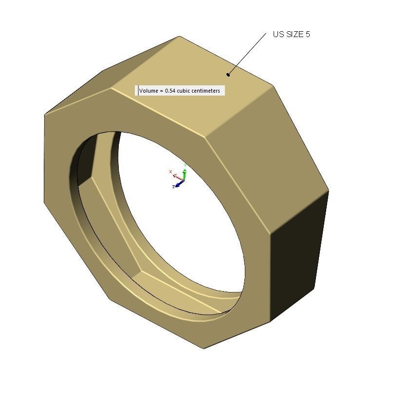 Simple octagonal engravable signet ring size 5to13 3D print model_9