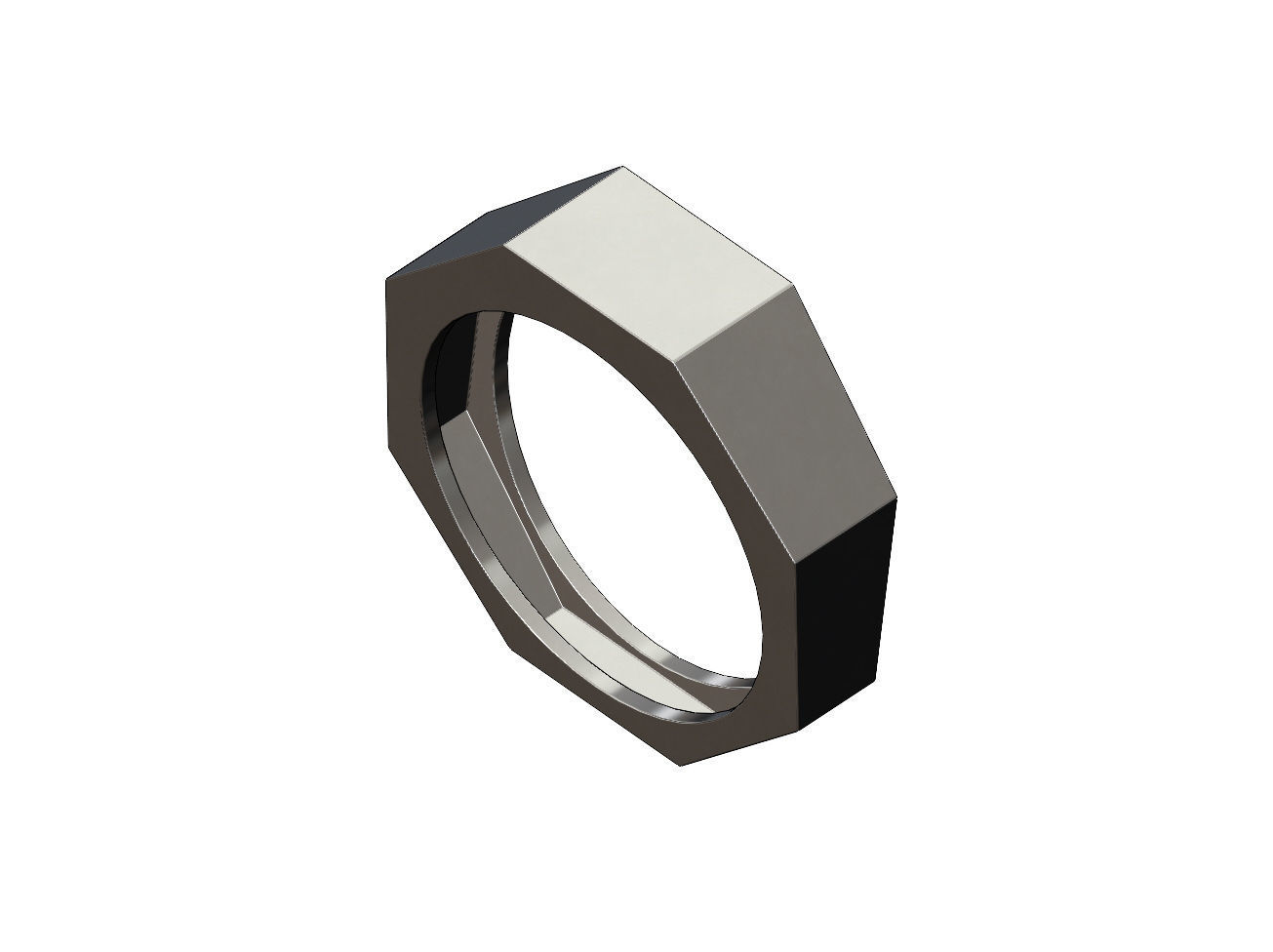 Simple octagonal engravable signet ring size 5to13 3D print model_4