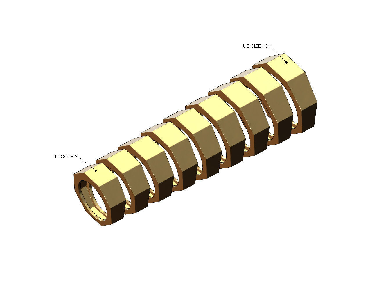 Simple octagonal engravable signet ring size 5to13 3D print model_1