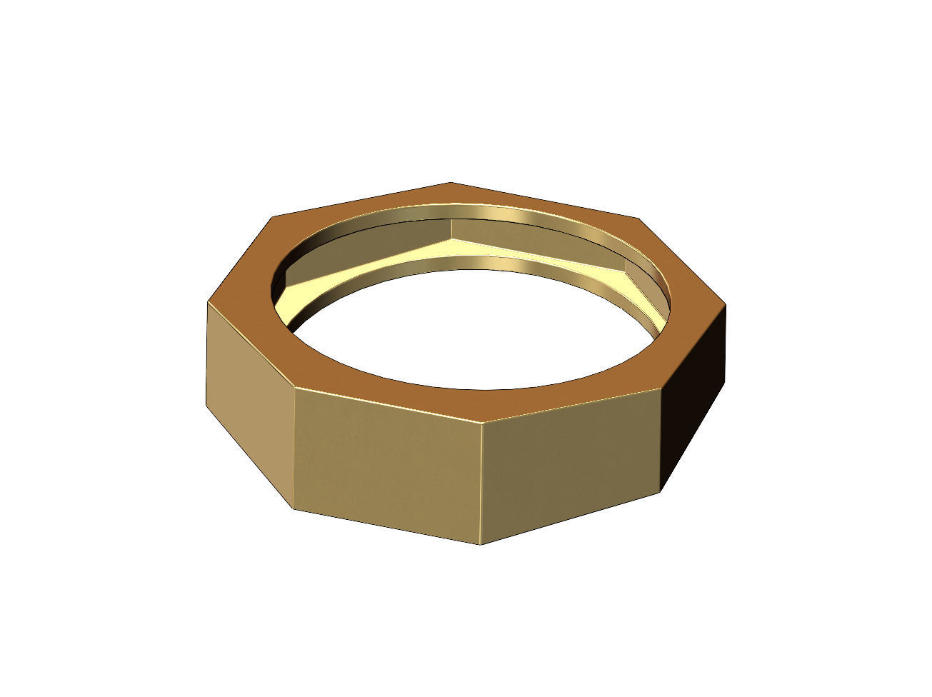 Simple octagonal engravable signet ring size 5to13 3D print model_2