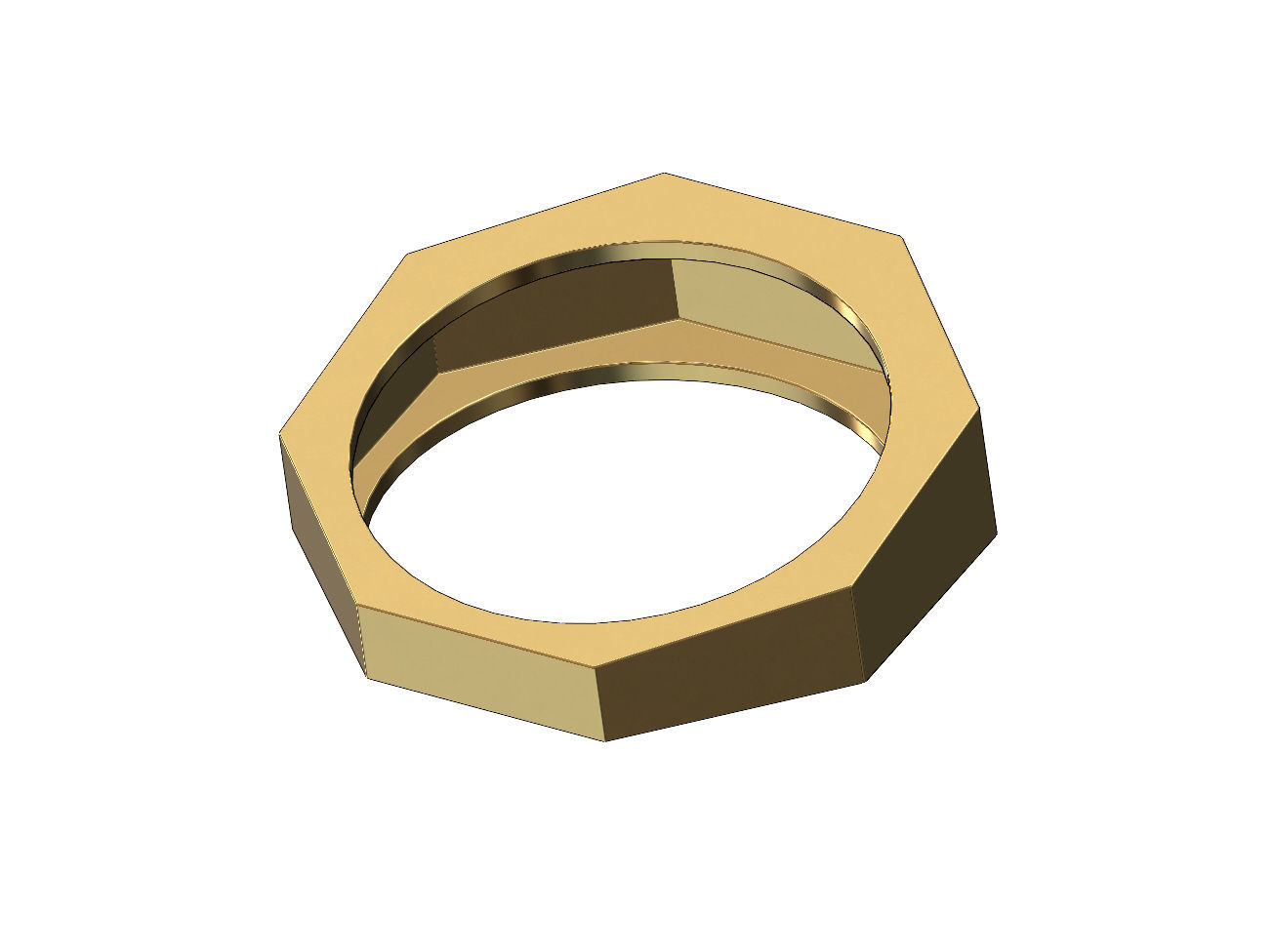 Simple octagonal engravable signet ring size 5to13 3D print model_3