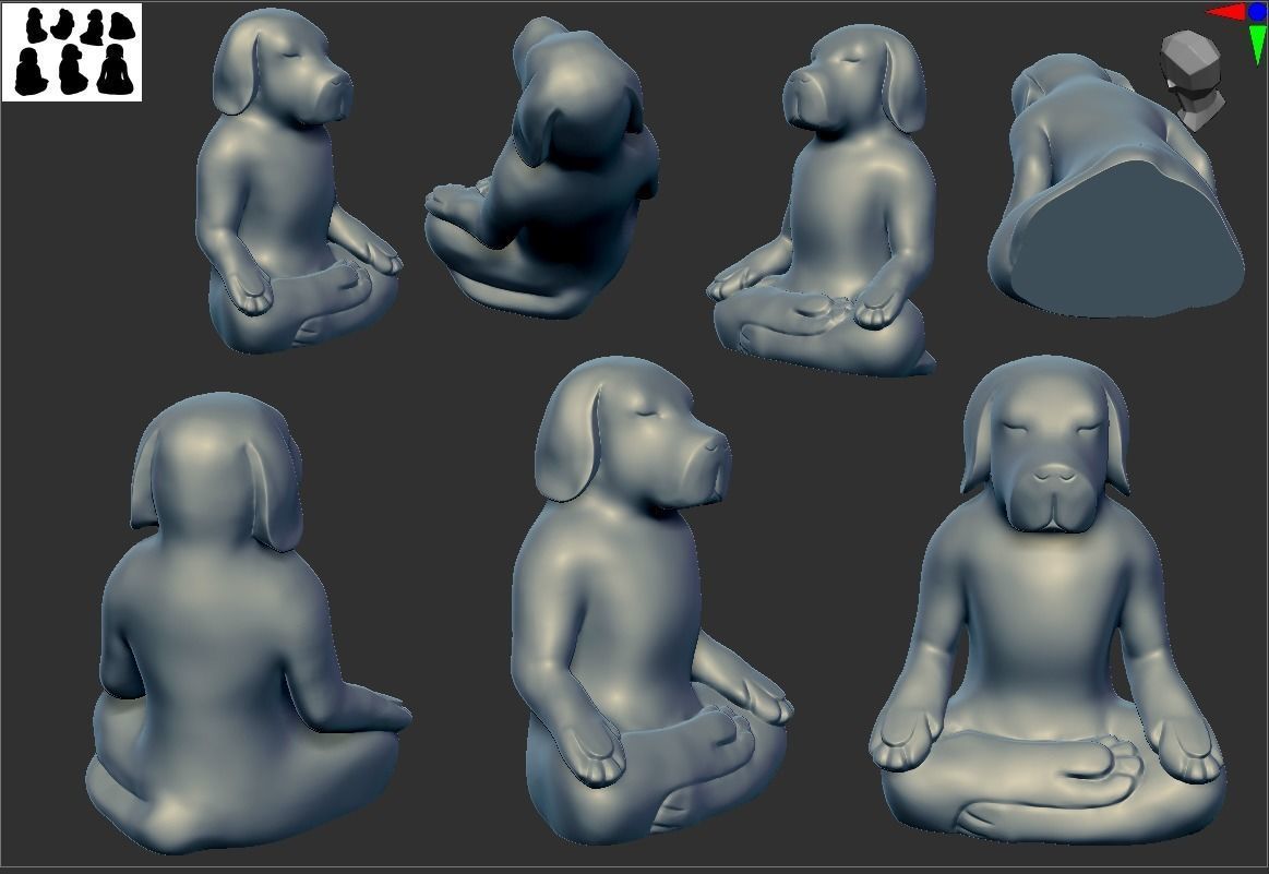Yoga dog 3D print model_12